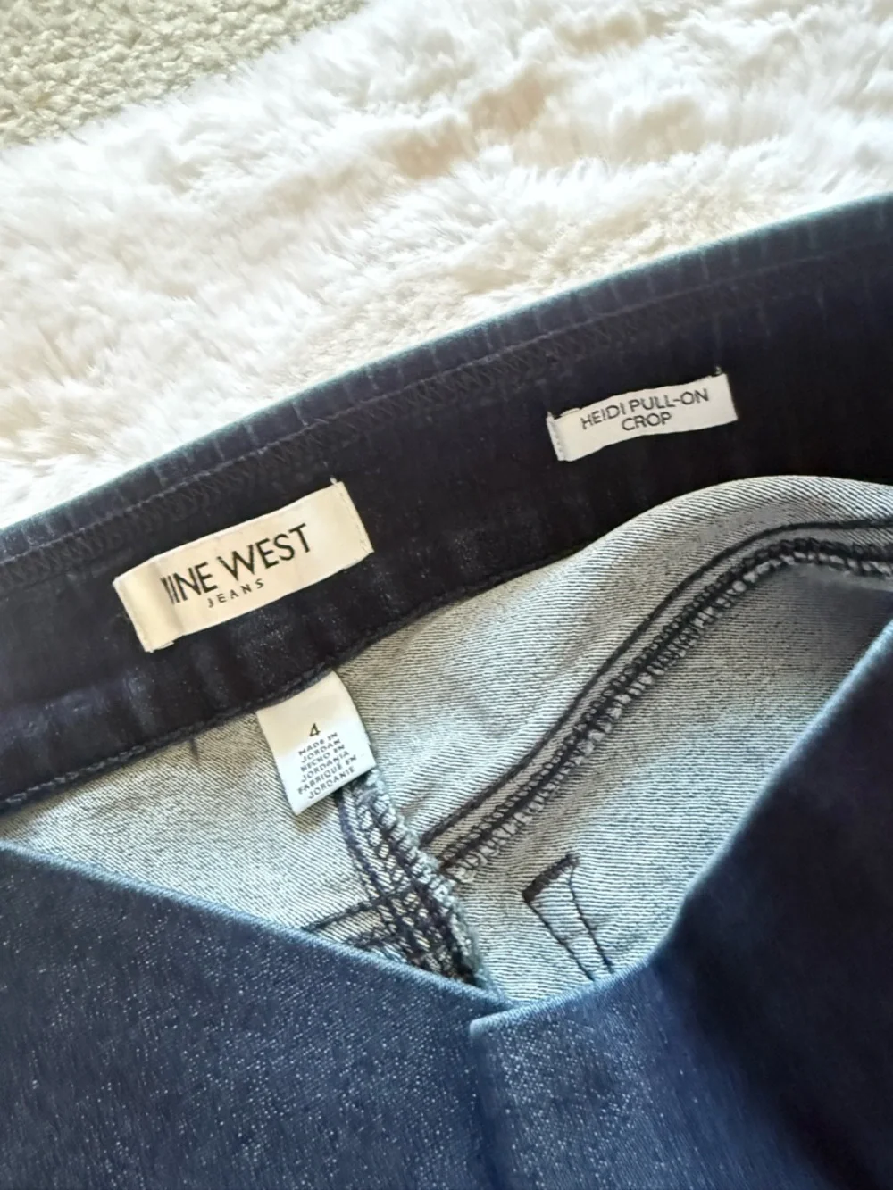 NWT Nine West Heidi Cropped Pull-On Jeans - Dark Blue